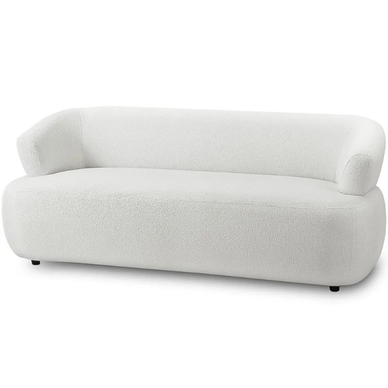 Sofá 3 Lugares Orgânico Para Sala Living 198cm Florea M05 Bouclê Creme - Lyam Decor - Lyam Decor