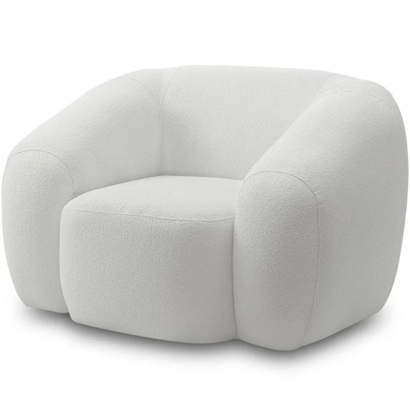 Poltrona Decorativa Orgânica Para Sala Living Emery M05 Bouclê Creme - Lyam Decor - Lyam Decor