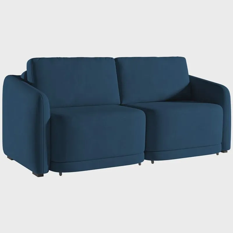 Sofá Cama para Sala de Estar 2 Lugares 176cm Montserrat K01 Veludo Azul Marinho - Lyam Decor
