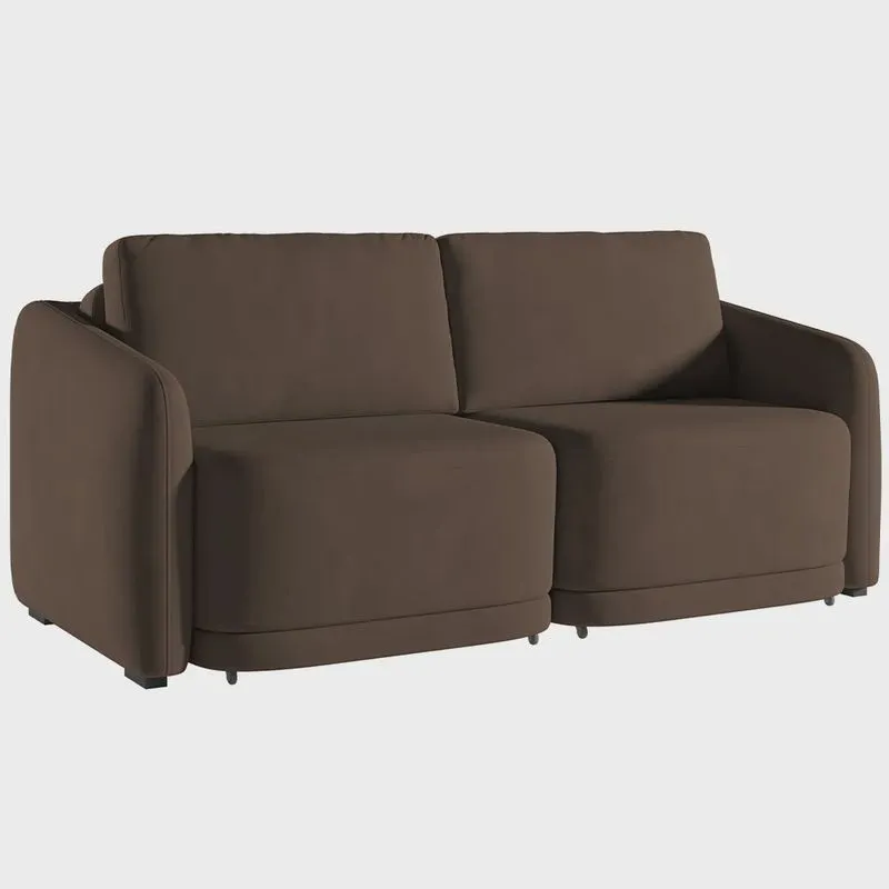 Sofá Cama para Sala de Estar 2 Lugares 176cm Montserrat K01 Veludo Marrom - Lyam Decor