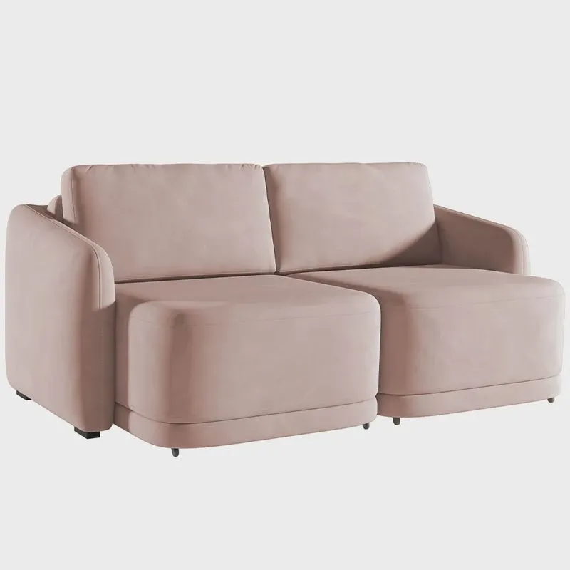 Sofá Cama para Sala de Estar 2 Lugares 176cm Montserrat K01 Veludo Rosê - Lyam Decor