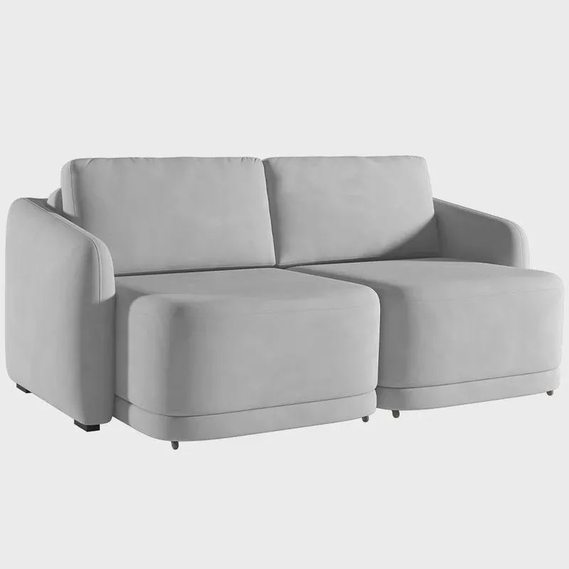 Sofá Cama para Sala de Estar 2 Lugares 196cm Montserrat K01 Veludo Cinza - Lyam Decor