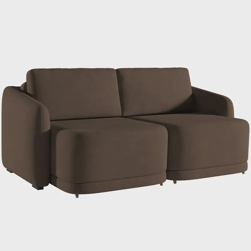 Sofá Cama para Sala de Estar 2 Lugares 196cm Montserrat K01 Veludo Marrom - Lyam Decor