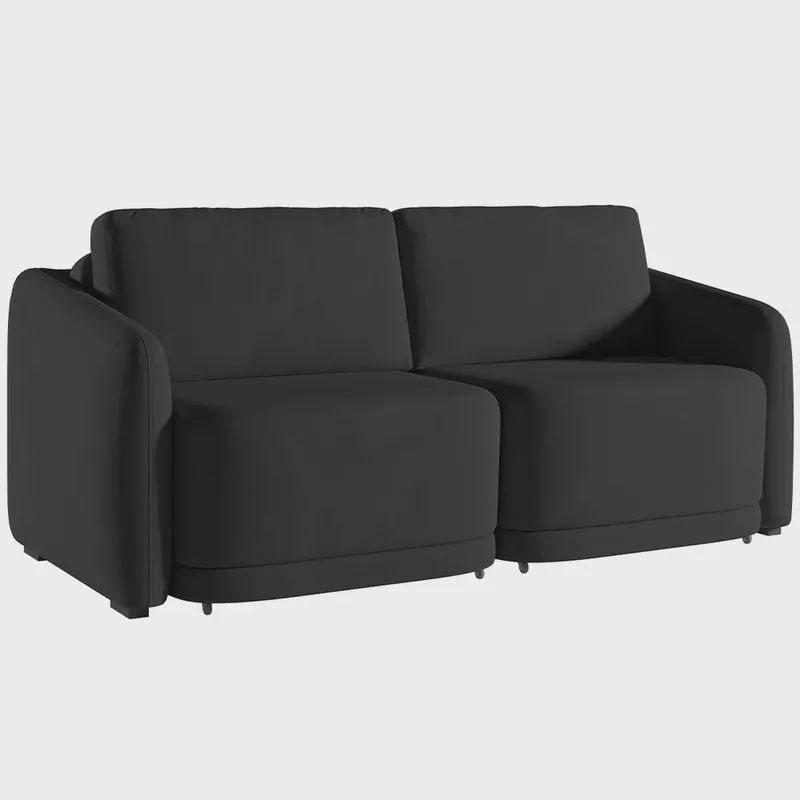 Sofá Cama para Sala de Estar 2 Lugares 196cm Montserrat K01 Veludo Preto - Lyam Decor