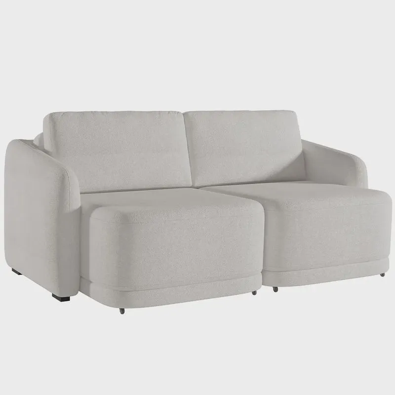 Sofá Cama para Sala de Estar 2 Lugares 196cm Montserrat K01 Bouclê Creme - Lyam Decor