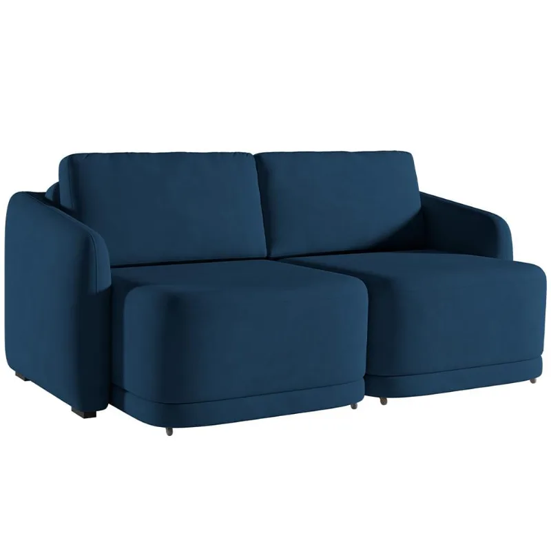 Sofá Cama para Sala de Estar 2 Lugares 216cm Montserrat K01 Veludo Azul Marinho - Lyam Decor - Lyam Decor