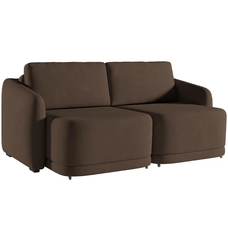 Sofá Cama para Sala de Estar 2 Lugares 216cm Montserrat K01 Veludo Marrom - Lyam Decor - Lyam Decor