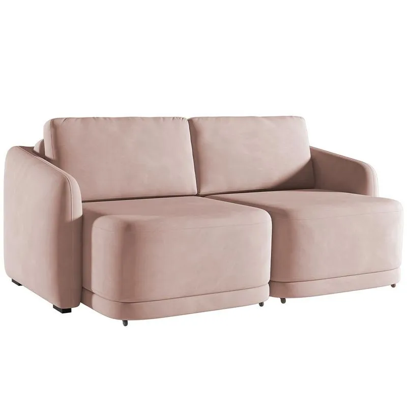 Sofá Cama para Sala de Estar 2 Lugares 216cm Montserrat K01 Veludo Rosê - Lyam Decor