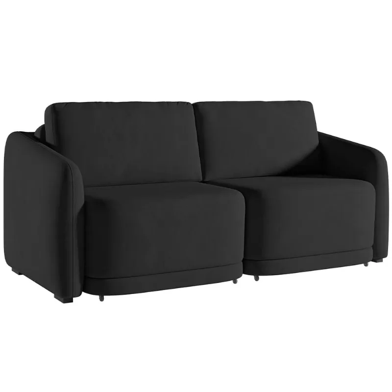 Sofá Cama para Sala de Estar 2 Lugares 216cm Montserrat K01 Veludo Preto - Lyam Decor - Lyam Decor