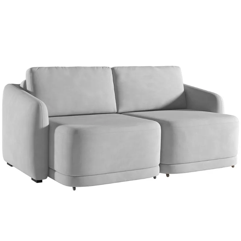 Sofá Cama para Sala de Estar 3 Lugares 236cm Montserrat K01 Veludo Cinza - Lyam Decor - Lyam Decor