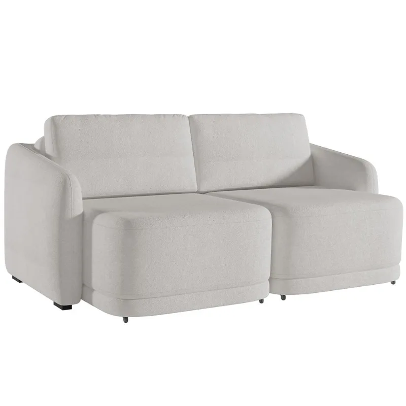 Sofá Cama para Sala de Estar 3 Lugares 236cm Montserrat K01 Bouclê Creme - Lyam Decor - Lyam Decor