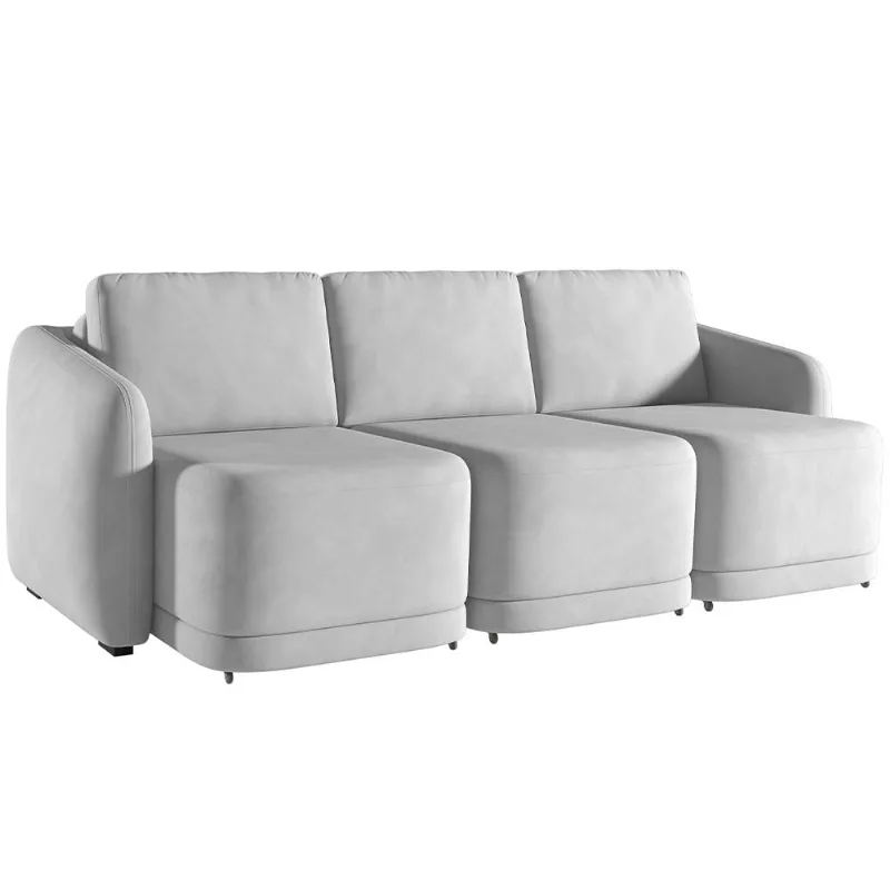Sofá Cama para Sala de Estar 3 Lugares 246cm Montserrat K01 Veludo Cinza - Lyam Decor - Lyam Decor