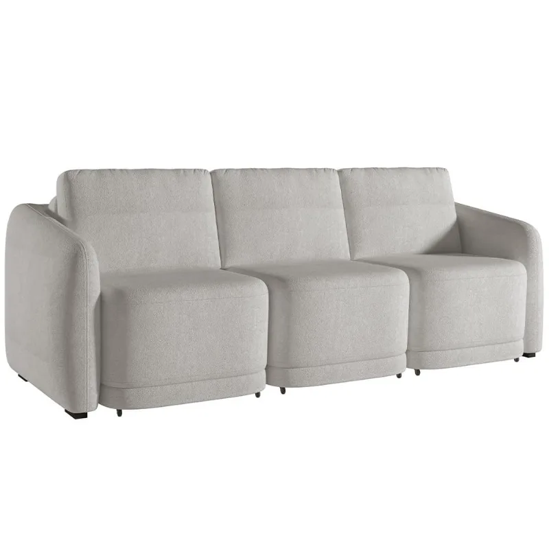 Sofá Cama para Sala de Estar 3 Lugares 246cm Montserrat K01 Bouclê Creme - Lyam Decor - Lyam Decor