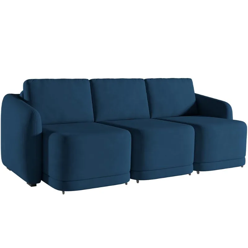 Sofá Cama para Sala de Estar 3 Lugares 276cm Montserrat K01 Veludo Azul Marinho - Lyam Decor - Lyam Decor