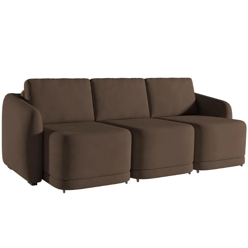 Sofá Cama para Sala de Estar 3 Lugares 276cm Montserrat K01 Veludo Marrom - Lyam Decor - Lyam Decor