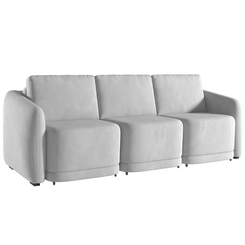 Sofá Cama para Sala de Estar 3 Lugares 306cm Montserrat K01 Veludo Cinza - Lyam Decor - Lyam Decor