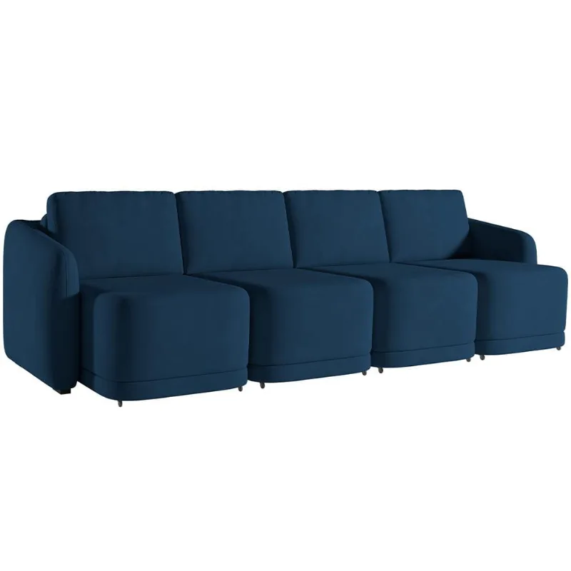 Sofá Cama para Sala de Estar 4 Lugares 316cm Montserrat K01 Veludo Azul Marinho - Lyam Decor - Lyam Decor