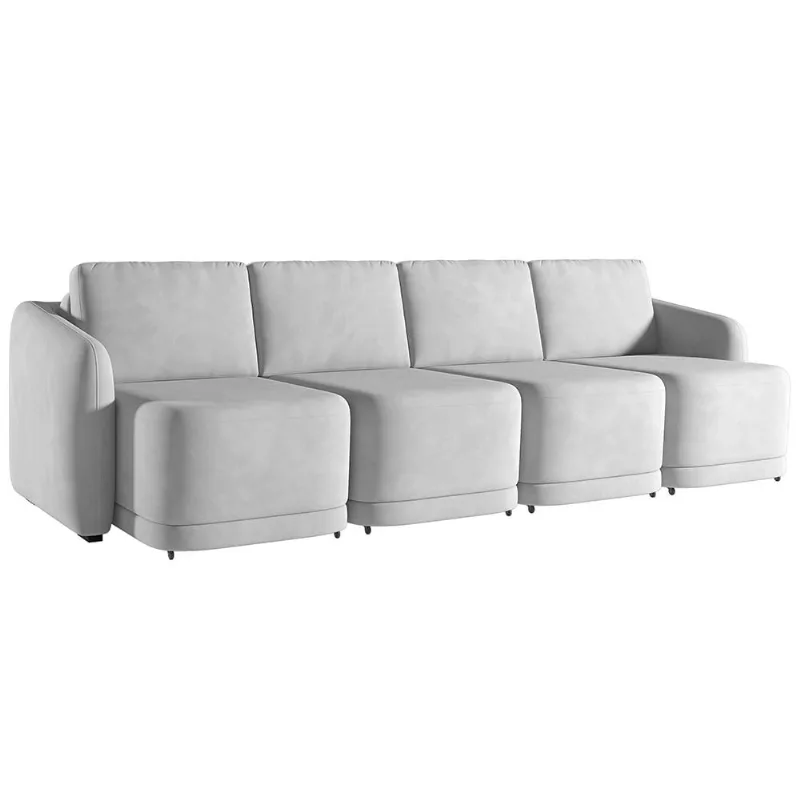 Sofá Cama para Sala de Estar 4 Lugares 316cm Montserrat K01 Veludo Cinza - Lyam Decor - Lyam Decor