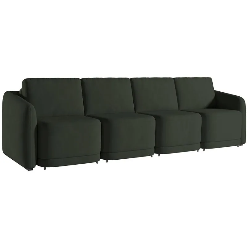 Sofá Cama para Sala de Estar 4 Lugares 316cm Montserrat K01 Veludo Verde - Lyam Decor - Lyam Decor