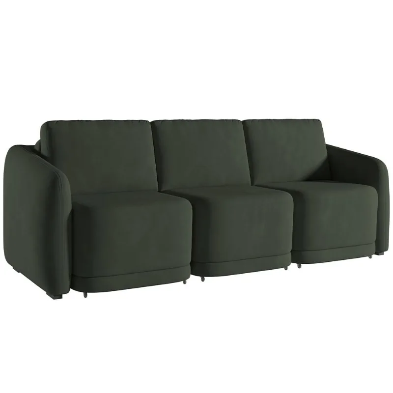 Sofá Cama para Sala de Estar 4 Lugares 336cm Montserrat K01 Veludo Verde - Lyam Decor - Lyam Decor