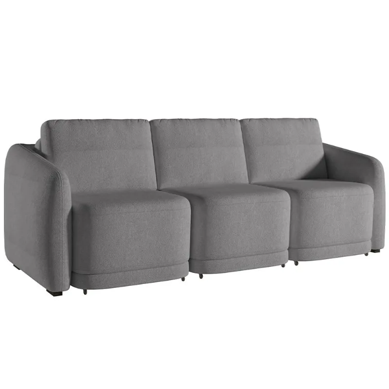 Sofá Cama para Sala de Estar 4 Lugares 336cm Montserrat K01 Bouclê Cinza - Lyam Decor - Lyam Decor