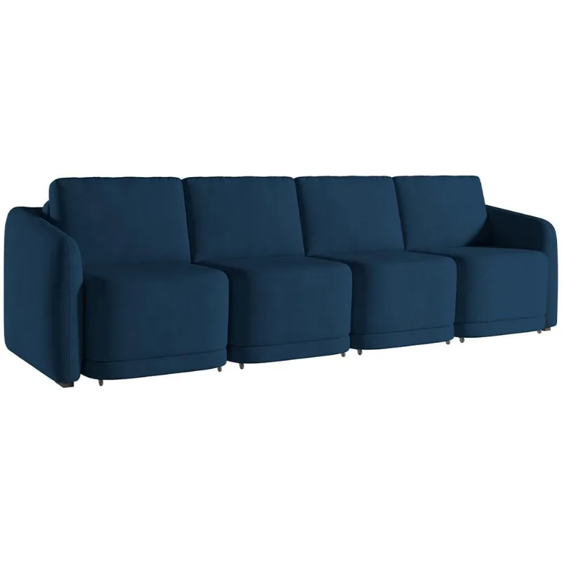 Sofá Cama para Sala de Estar 4 Lugares 356cm Montserrat K01 Veludo Azul Marinho - Lyam Decor - Lyam Decor