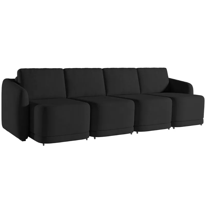 Sofá Cama para Sala de Estar 4 Lugares 356cm Montserrat K01 Veludo Preto - Lyam Decor - Lyam Decor
