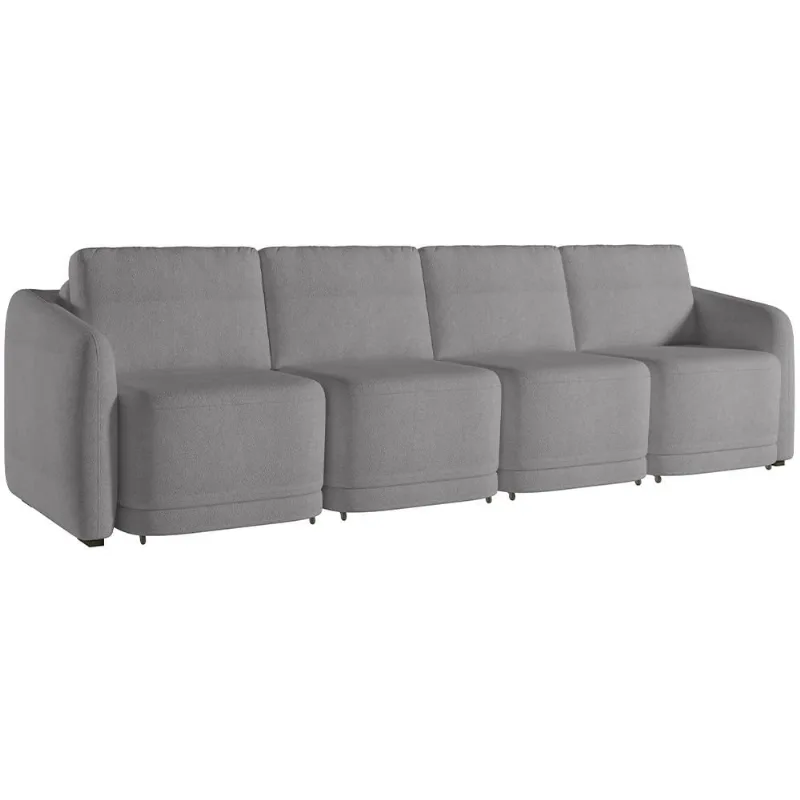 Sofá Cama para Sala de Estar 5 Lugares 436cm Montserrat K01 Bouclê Cinza - Lyam Decor - Lyam Decor