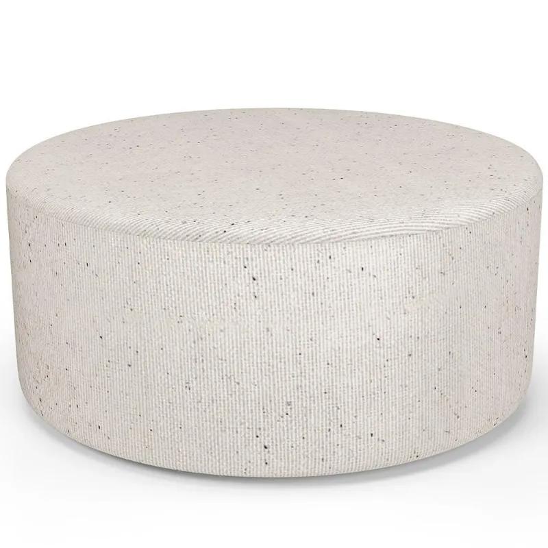 Puff Redondo Orgânico para Living 90cm Lola W01 Linho Cru - Lyam Decor - Lyam Decor