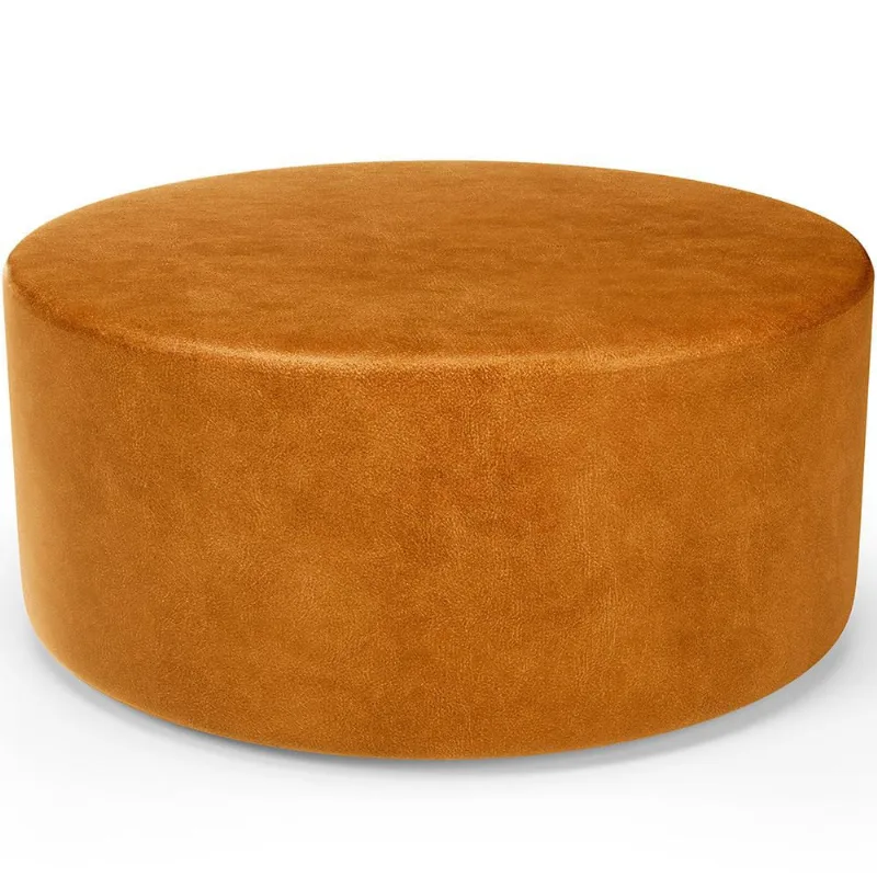 Puff Redondo Orgânico para Living 90cm Lola W01 Couríssimo Whisky - Lyam Decor