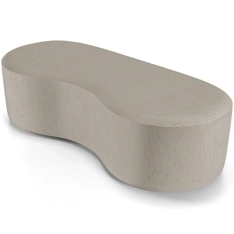 Puff Decorativo Orgânico Para Living Quarto 140cm Orbit W01 Linho Bege - Lyam Decor