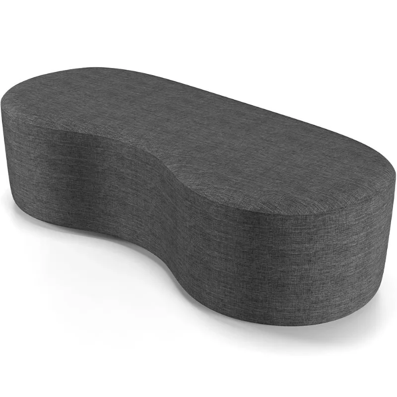 Puff Decorativo Orgânico para Living Quarto 140cm Orbit W01 Linho Cinza Escuro - Lyam Decor