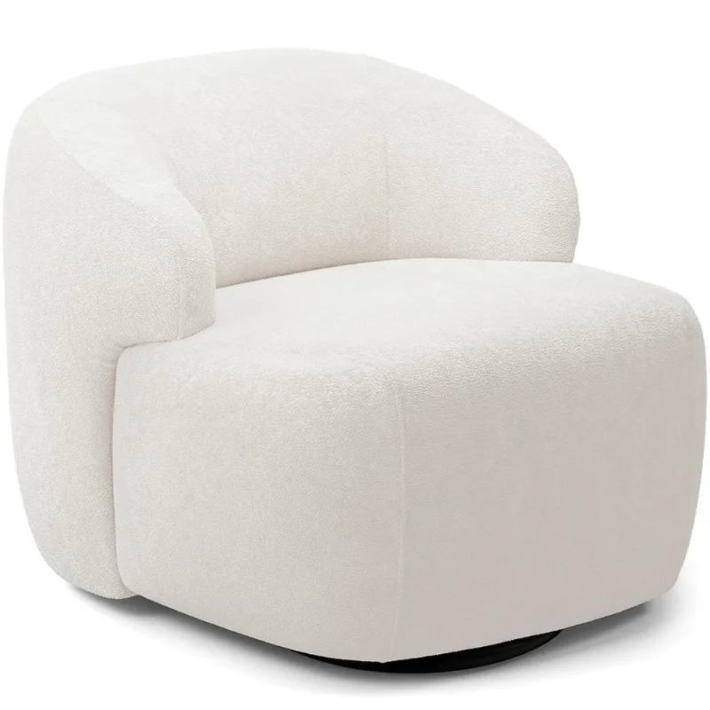 Poltrona Decorativa Orgânica Giratória Para Sala Living Barolo L06 Bouclê Branco - Lyam Decor - Lyam Decor