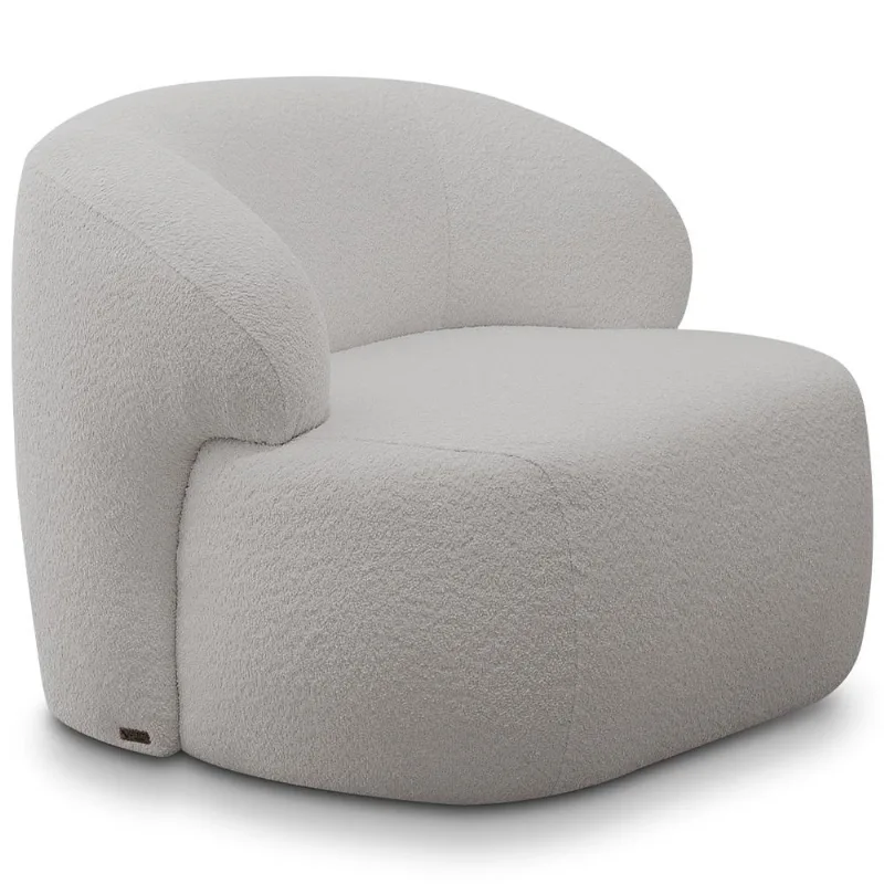 Poltrona Decorativa Fixa Orgânica Para Sala Living Barolo L06 Bouclê Cinza - Lyam Decor - Lyam Decor