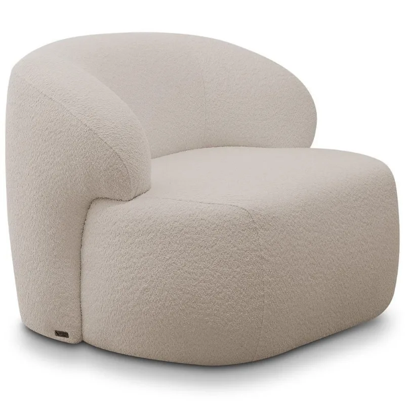 Poltrona Decorativa Fixa Orgânica Para Sala Living Barolo L06 Bouclê Bege - Lyam Decor