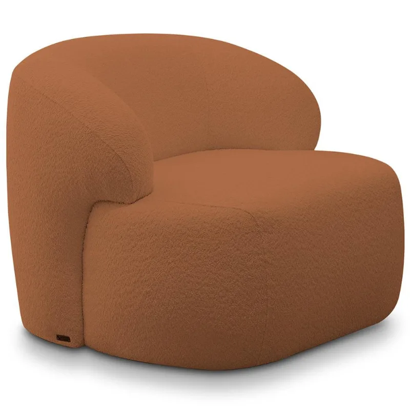 Poltrona Decorativa Fixa Orgânica Para Sala Living Barolo L06 Bouclê Terracota - Lyam Decor - Lyam Decor