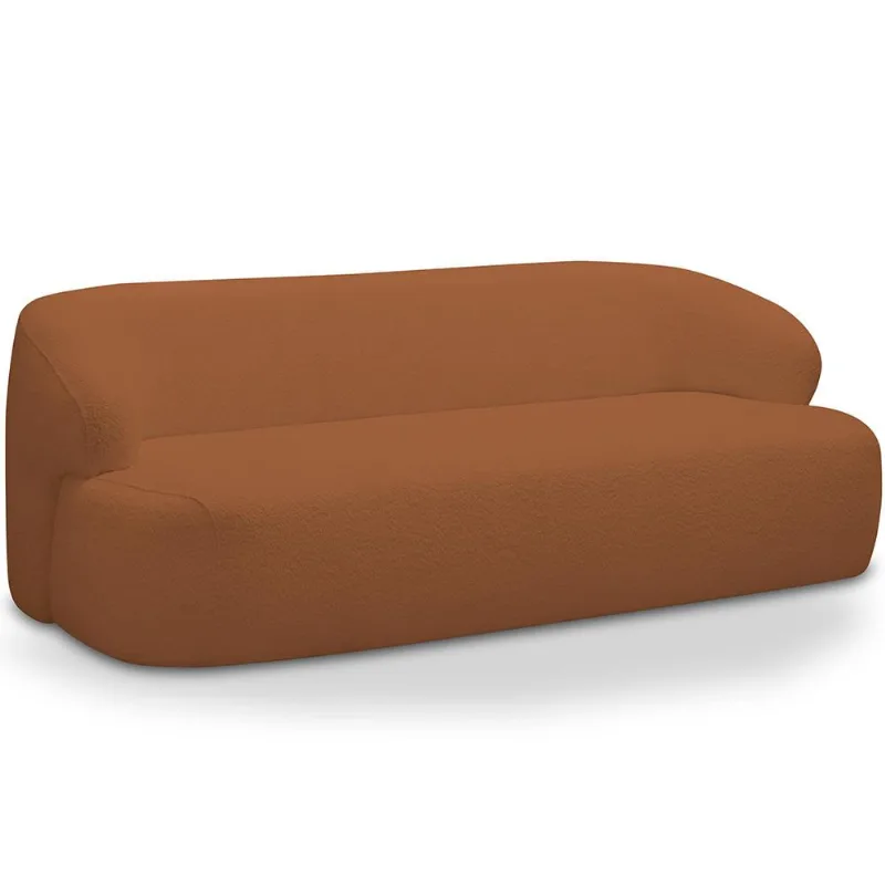 Sofá 3 Lugares Curvo Orgânico Para Sala Living 180cm Barolo L06 Bouclê Terracota - Lyam Decor - Lyam Decor