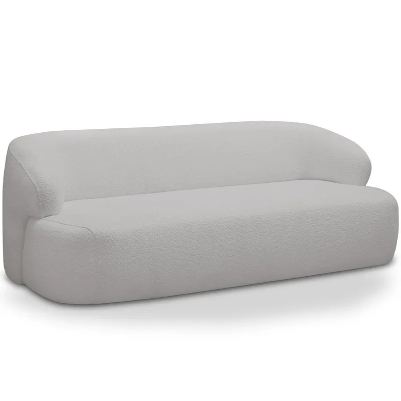 Sofá 2 Lugares Curvo Orgânico Para Sala Living 150cm Barolo L06 Bouclê Cinza - Lyam Decor - Lyam Decor