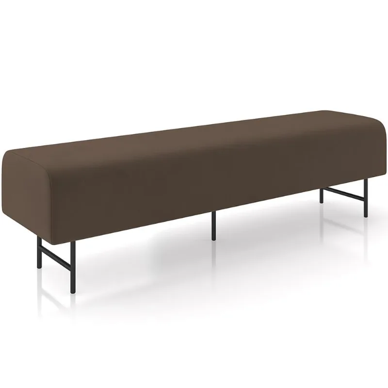 Puff Recamier Decorativo com Pés Industrial 195cm Novara P05 Veludo Marrom - Lyam Decor - Lyam Decor