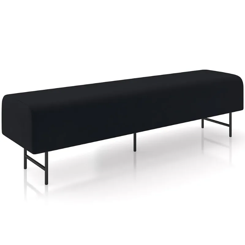 Puff Recamier Decorativo com Pés Industrial 195cm Novara P05 Veludo Preto - Lyam Decor - Lyam Decor