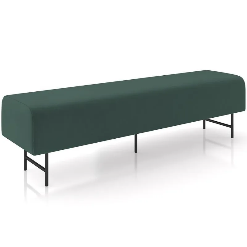 Puff Recamier Decorativo Com Pés Industrial 195cm Novara P05 Veludo Verde Musgo - Lyam Decor