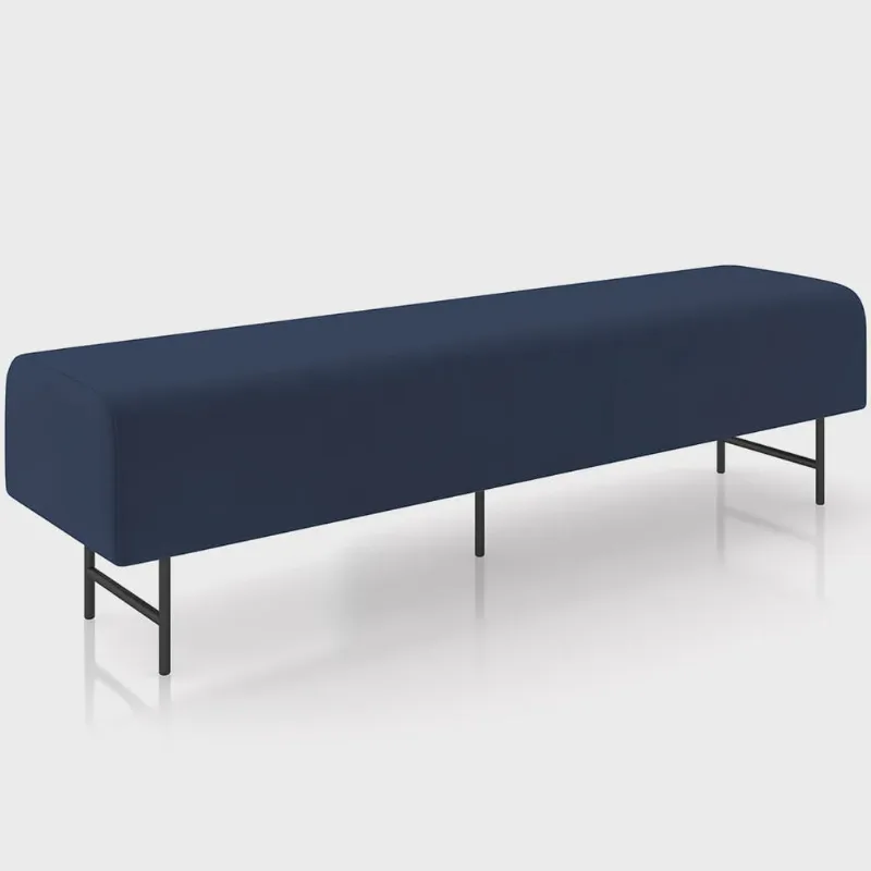 Puff Recamier Decorativo com Pés Industrial 195cm Novara P05 Veludo Azul Marinho - Lyam Decor