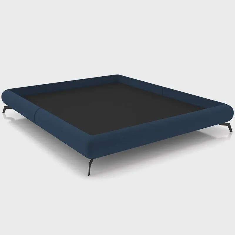 Cama Casal Queen Base Box Pés de Ferro Estilo Industrial 176cm Otto P05 Veludo Azul Marinho - Lyam Decor