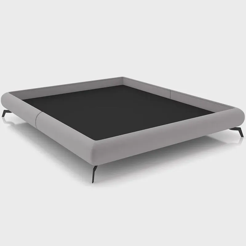 Cama Casal King Base Box Pés de Ferro Estilo Industrial 210cm Otto P05 Veludo Cinza - Lyam Decor