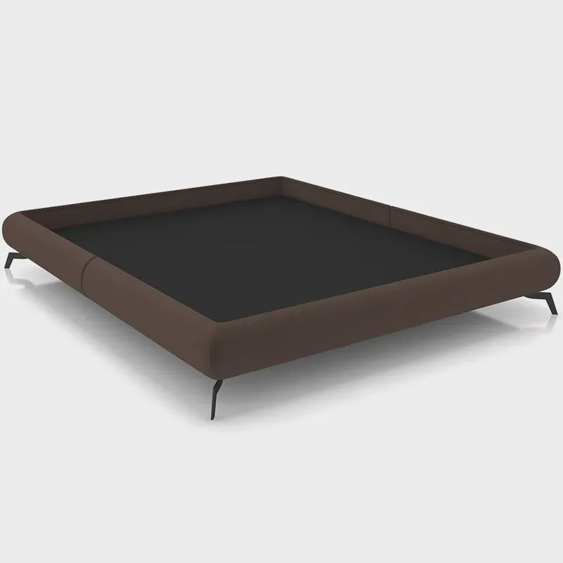 Cama Casal King Base Box Pés de Ferro Estilo Industrial 210cm Otto P05 Veludo Marrom - Lyam Decor