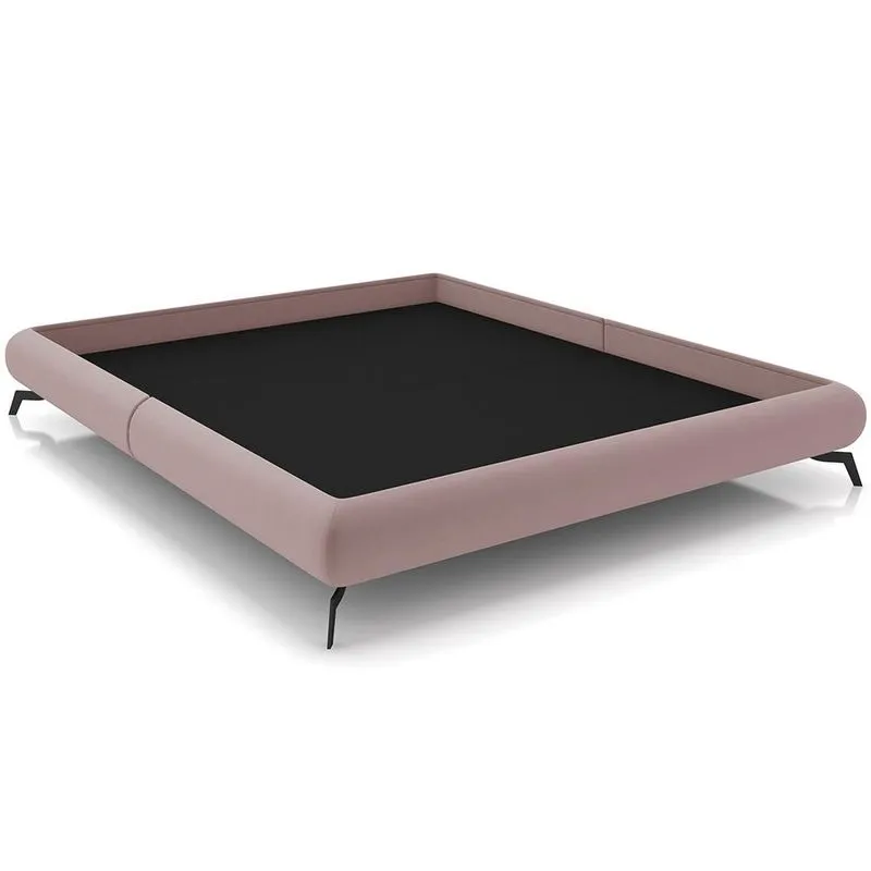 Cama Casal King Base Box Pés de Ferro Estilo Industrial 210cm Otto P05 Veludo Rosê - Lyam Decor