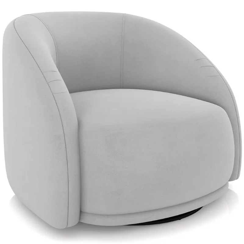 Poltrona Decorativa Giratória Angelina M03 Veludo Cinza - Lyam Decor - Lyam Decor