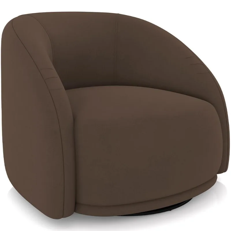 Poltrona Decorativa Giratória Angelina M03 Veludo Marrom - Lyam Decor - Lyam Decor