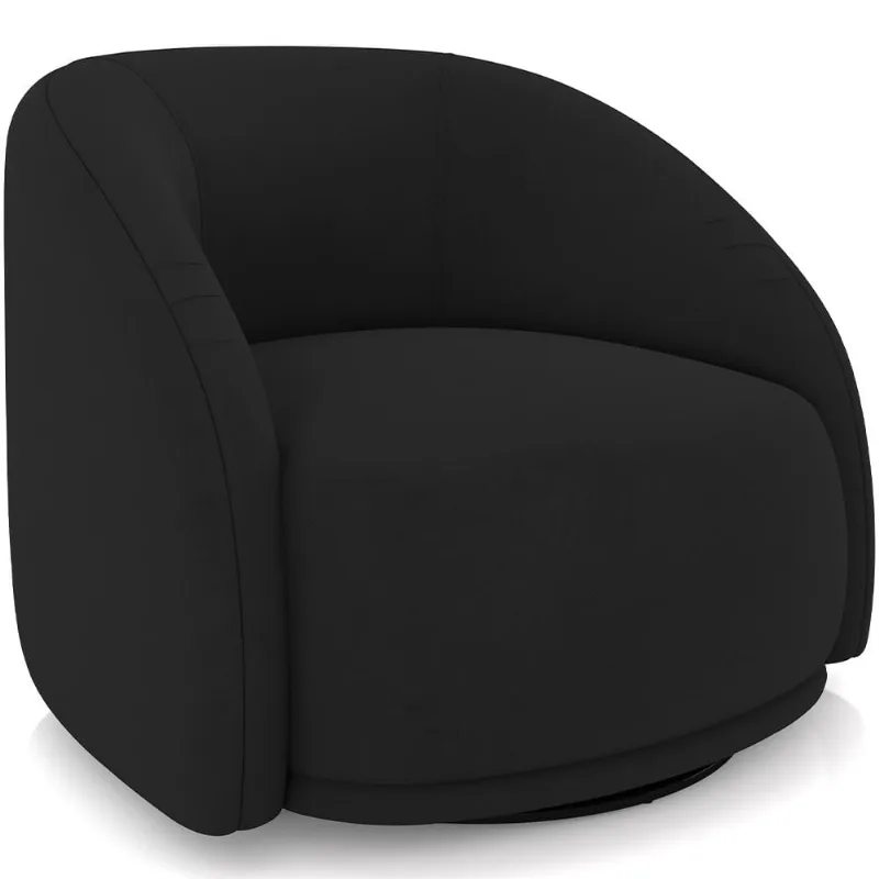 Poltrona Decorativa Giratória Angelina M03 Veludo Preto - Lyam Decor - Lyam Decor