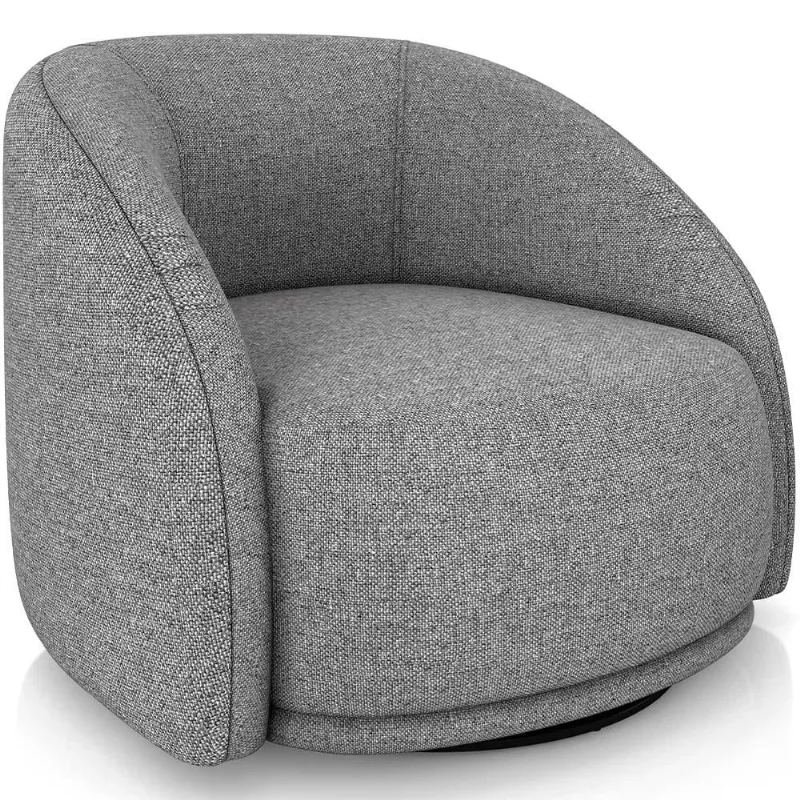 Poltrona Decorativa Giratória Angelina M03 Linho Cinza Escuro - Lyam Decor - Lyam Decor